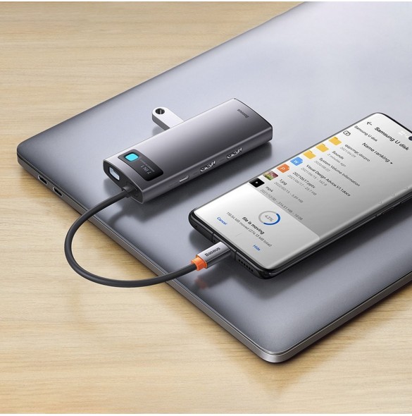 Baseus Metal Gleam Series 7-i-1 USB Typ C HUB dockningsstation - 2 x HDMI / 3 x USB 3.2 Gen. 1 / 1 x Strömförsörjning / 1 x RJ-4