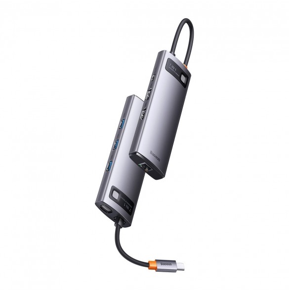 Baseus Metal Gleam Series 7-i-1 USB Typ C HUB dockningsstation - 2 x HDMI / 3 x USB 3.2 Gen. 1 / 1 x Strömförsörjning / 1 x RJ-4