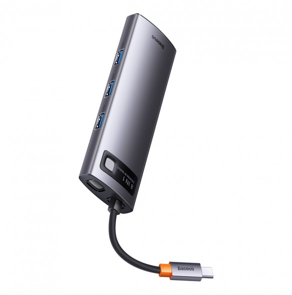 Baseus Metal Gleam Series 8 in 1 USB Typ C HUB-dockningsstation - 1 x HDMI / 3 x USB 3.2 Gen. 1 / 1 x Strömförsörjning / 1 x SD-
