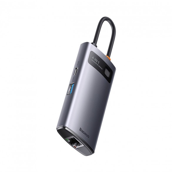 Baseus Metal Gleam Series HUB 4-i-1 USB Typ C - 3 x USB 3.2 Gen. 1 / RJ45 (WKWG070113)