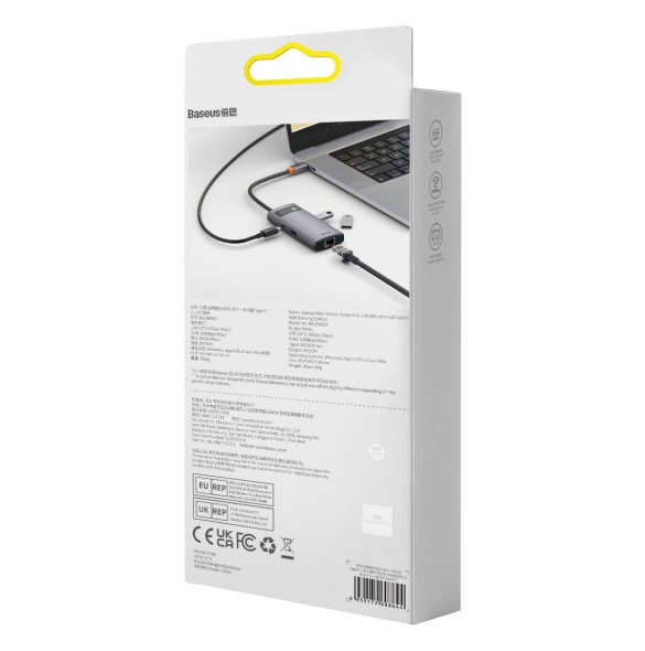 Baseus Metal Gleam Series HUB 4-i-1 USB Typ C - 3 x USB 3.2 Gen. 1 / RJ45 (WKWG070113)