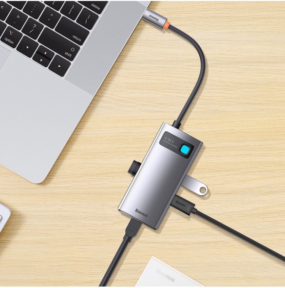 Baseus Metal Gleam Series HUB 4-i-1 USB Typ C - 3 x USB 3.2 Gen. 1 / RJ45 (WKWG070113)