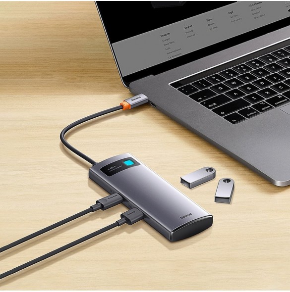 Baseus Metal Gleam Series HUB 4-i-1 USB Typ C - 3 x USB 3.2 Gen. 1 / RJ45 (WKWG070113)