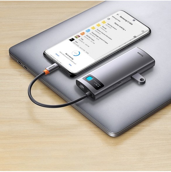 Baseus Metal Gleam Series HUB 4-i-1 USB Typ C - 3 x USB 3.2 Gen. 1 / RJ45 (WKWG070113)