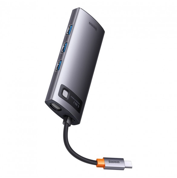 Baseus Metal Gleam Series HUB 6-i-1 dockningsstation USB Typ C - 1 x HDMI / 3 x USB 3.2 Gen. 1 / 1 x Strömförsörjning / 1 x VGA