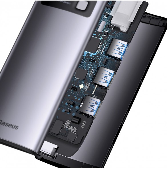 Baseus Metal Gleam Series HUB 6-i-1 dockningsstation USB Typ C - 1 x HDMI / 3 x USB 3.2 Gen. 1 / 1 x Strömförsörjning / 1 x VGA