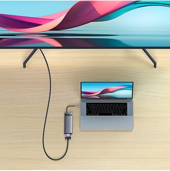 Baseus Metal Gleam Series HUB 6-i-1 dockningsstation USB Typ C - 1 x HDMI / 3 x USB 3.2 Gen. 1 / 1 x Strömförsörjning / 1 x VGA