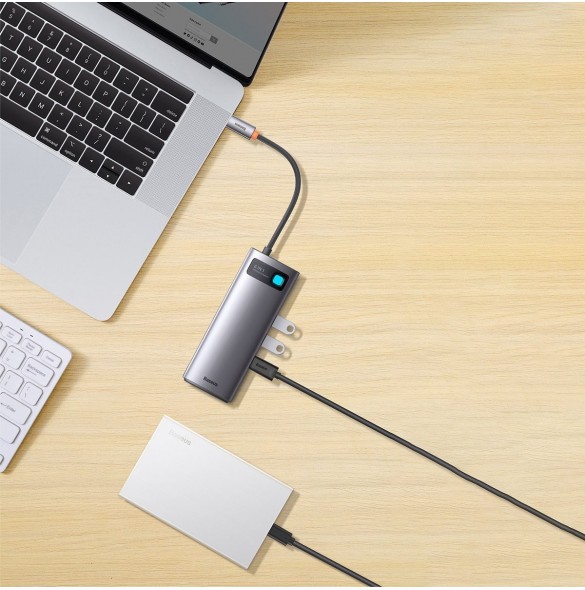Baseus Metal Gleam Series HUB 6-i-1 dockningsstation USB Typ C - 1 x HDMI / 3 x USB 3.2 Gen. 1 / 1 x Strömförsörjning / 1 x VGA