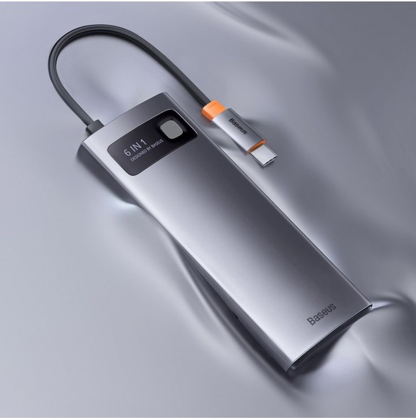Baseus Metal Gleam Series HUB 6-i-1 dockningsstation USB Typ C - 1 x HDMI / 3 x USB 3.2 Gen. 1 / 1 x Strömförsörjning / 1 x VGA