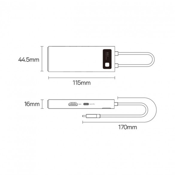 Baseus Metal Gleam Series HUB 6-i-1 dockningsstation USB Typ C - 1 x HDMI / 3 x USB 3.2 Gen. 1 / 1 x Strömförsörjning / 1 x VGA