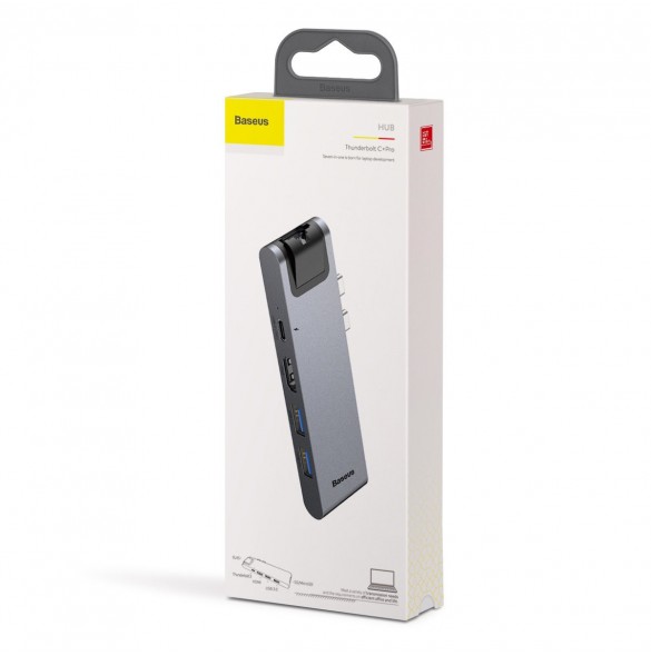 Baseus Multifunctional HUB 7in1 USB C Thunderbolt Dockningsstation (MacBook Pro 2016/2017/2018) grå