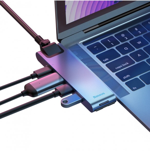 Baseus Multifunctional HUB 7in1 USB C Thunderbolt Dockningsstation (MacBook Pro 2016/2017/2018) grå