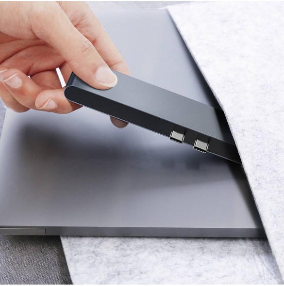 Baseus Multifunctional HUB 7in1 USB C Thunderbolt Dockningsstation (MacBook Pro 2016/2017/2018) grå