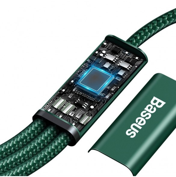 Baseus Rapid 3in1 USB Typ C - USB Typ C / Lightning / micro USB-kabel 20 W 1,5 m grön (CAMLT-SC06)