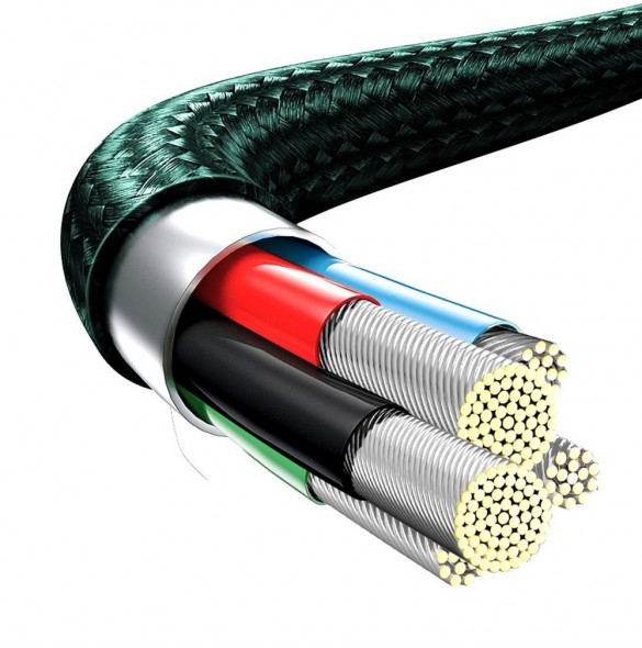 Baseus Rapid 3in1 USB Typ C - USB Typ C / Lightning / micro USB-kabel 20 W 1,5 m grön (CAMLT-SC06)