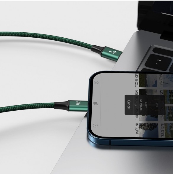 Baseus Rapid 3in1 USB Typ C - USB Typ C / Lightning / micro USB-kabel 20 W 1,5 m grön (CAMLT-SC06)