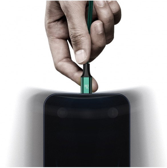 Baseus Rapid 3in1 USB Typ C - USB Typ C / Lightning / micro USB-kabel 20 W 1,5 m grön (CAMLT-SC06)