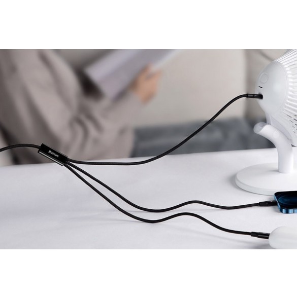 Baseus Rapid 3in1 USB Typ C - USB Typ C / Lightning / micro USB-kabel 20 W 1,5 m grön (CAMLT-SC06)