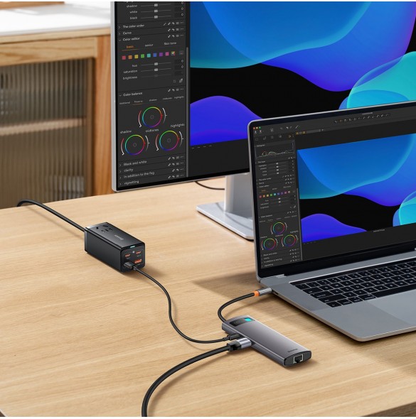 Baseus StarJoy HUB 6-portars USB-C - 3x USB-A / 1x HDMI / 1x RJ45 / 1x USB-C PD grå