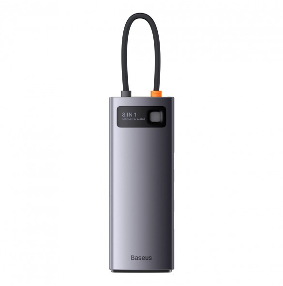 Baseus StarJoy HUB 8-portars USB-C - 3x USB-A / 1x HDMI / 1x RJ45 / 1x SD/TF / 1x USB-C PD grå