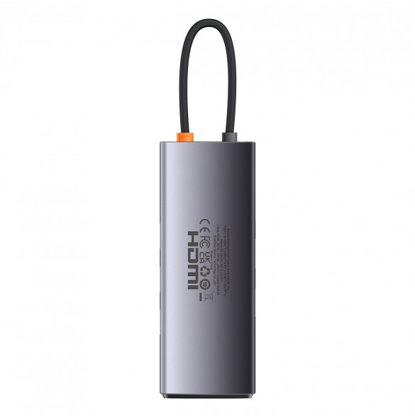Baseus StarJoy HUB 8-portars USB-C - 3x USB-A / 1x HDMI / 1x RJ45 / 1x SD/TF / 1x USB-C PD grå