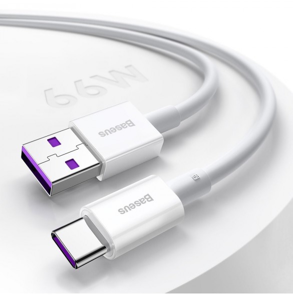 Baseus Superior kabel USB - USB TypeC 66 W 6A 2 m Vit (CATYS-A02)