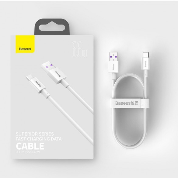 Baseus Superior kabel USB - USB TypeC 66 W 6A 2 m Vit (CATYS-A02)