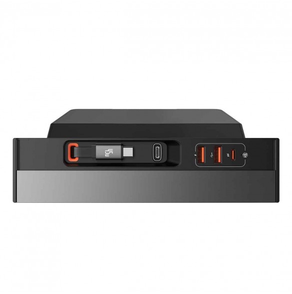 Baseus T-Space Series USB HUB för Tesla Model 3/Y med inbyggd 45W USB C-kabel - Svart