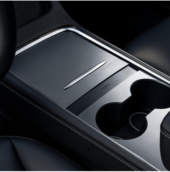 Baseus T-Space Series USB HUB för Tesla Model 3/Y med inbyggd 45W USB C-kabel - Svart