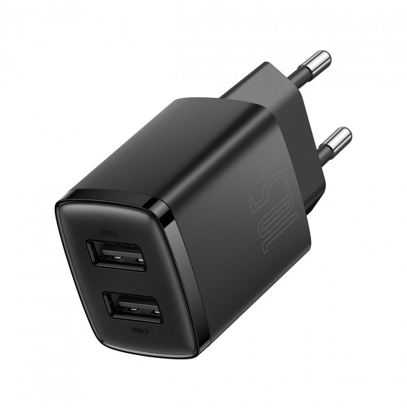 Baseus Compact laddare 2x USB 10,5W svart (CCXJ010201)