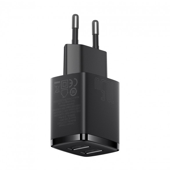 Baseus Compact laddare 2x USB 10,5W svart (CCXJ010201)