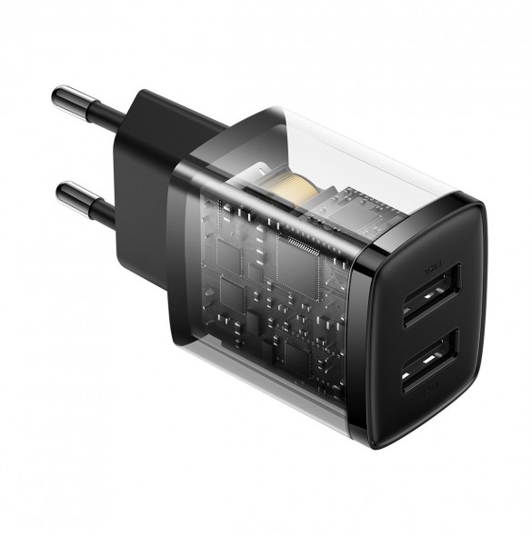 Baseus Compact laddare 2x USB 10,5W svart (CCXJ010201)