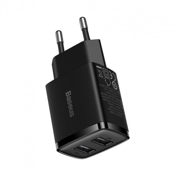 Baseus Compact laddare 2x USB 10,5W svart (CCXJ010201)