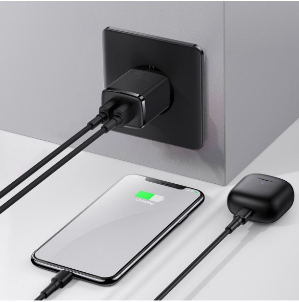Baseus Compact laddare 2x USB 10,5W svart (CCXJ010201)