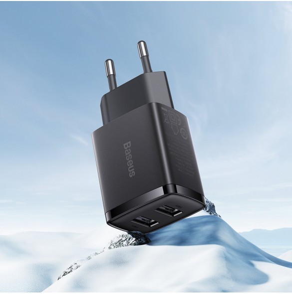 Baseus Compact laddare 2x USB 10,5W svart (CCXJ010201)