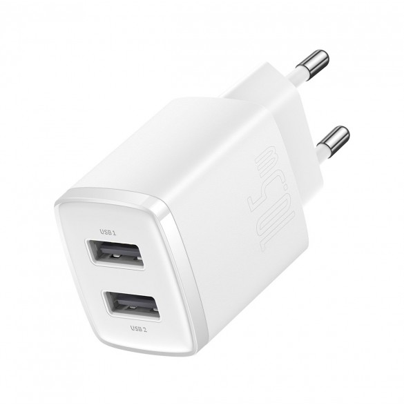 Baseus Compact laddare 2x USB 10,5W vit (CCXJ010202)