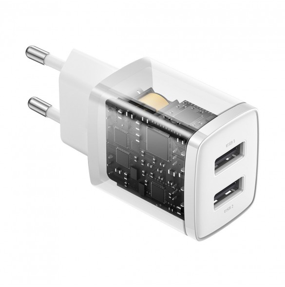 Baseus Compact laddare 2x USB 10,5W vit (CCXJ010202)