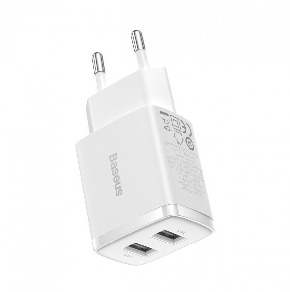 Baseus Compact laddare 2x USB 10,5W vit (CCXJ010202)