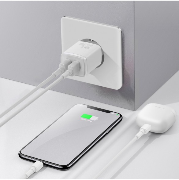 Baseus Compact laddare 2x USB 10,5W vit (CCXJ010202)