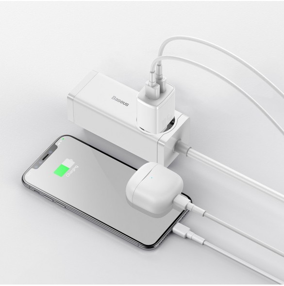 Baseus Compact laddare 2x USB 10,5W vit (CCXJ010202)