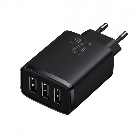 Baseus Compact laddare 3x USB 17W svart (CCXJ020101)