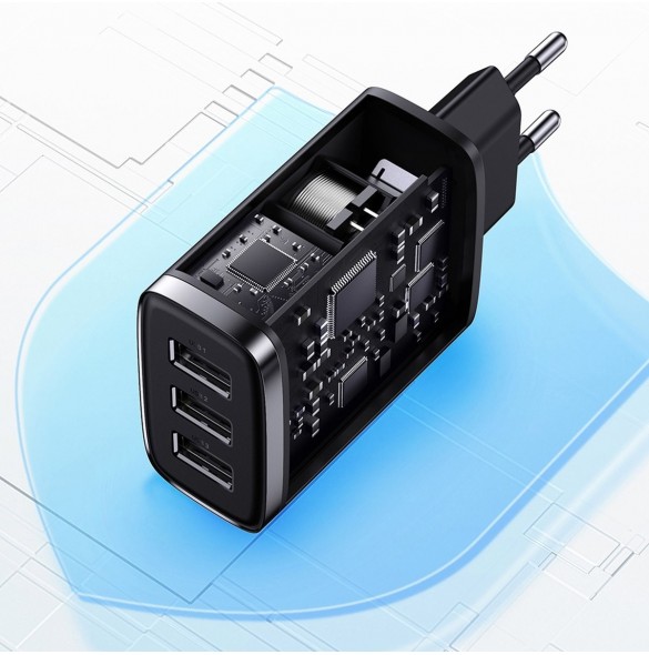 Baseus Compact laddare 3x USB 17W svart (CCXJ020101)