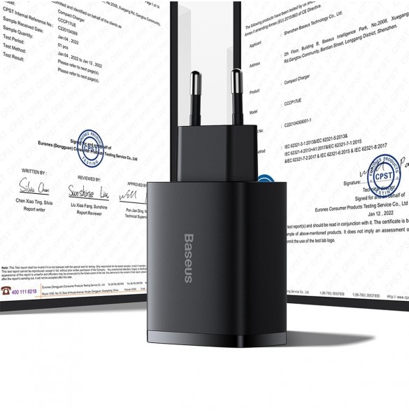 Baseus Compact laddare 3x USB 17W svart (CCXJ020101)