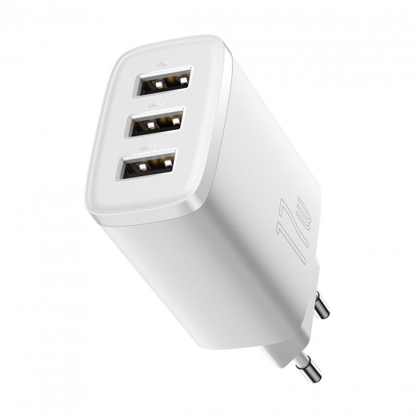 Baseus Compact laddare 3x USB 17W vit (CCXJ020102)
