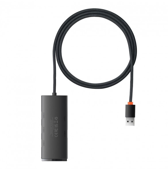 Baseus Lite Series HUB-adapter USB-A till 4xUSB-A 3.0 5Gb/s svart (WKQX030101)