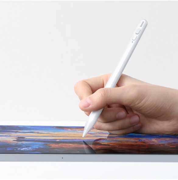 Baseus Capacitive Active Stylus Penna för iPad vit + USB Type C 3A 0,3 m kabel (SXBC000102)