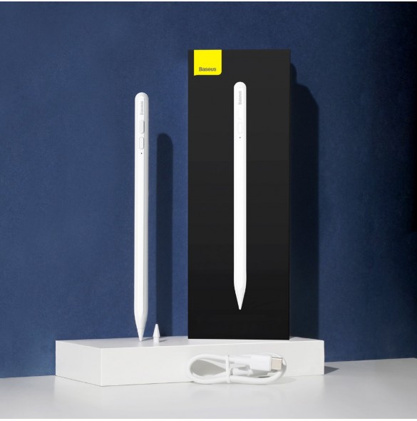 Baseus Capacitive Active Stylus Penna för iPad vit + USB Type C 3A 0,3 m kabel (SXBC000102)