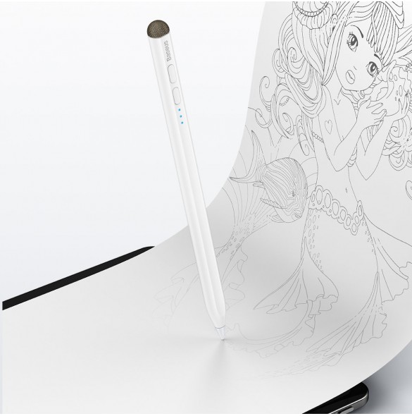 Baseus Smooth Writing aktiv styluspenna för iPad / iPad Pro / iPad Air med spets för kapacitiva skärmar vit (SXBC040002)