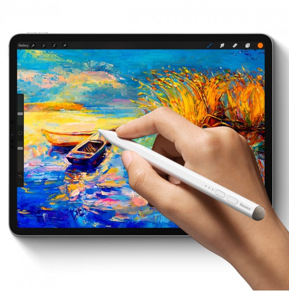Baseus Smooth Writing aktiv styluspenna för iPad / iPad Pro / iPad Air med spets för kapacitiva skärmar vit (SXBC040002)