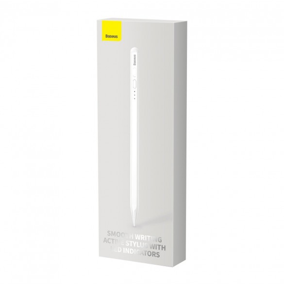 Baseus Smooth Writing Active Stylus-penna med LED-indikator för iPad vit + USB-C strömkabel 3A 0,3m och utbytbar spets Active (S